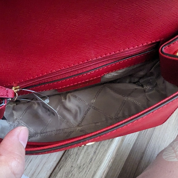 Michael Kors Ava Extra-Small Saffiano Leather Crossbody Crimson w/MK Gift Box - Picture 5 of 5